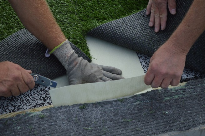 Asheville artificial turf installation - cushion pad installation